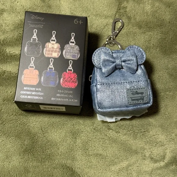 Disney Blue Denim Mini Minnie Mouse Loungefly Backpack Keychain